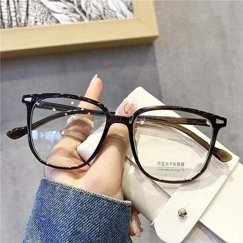 Anti Blue Light Ladies Square Myopia Glasses Ultralight Clear Transparent Computer Nearsighted Eyeglasses With Diopter 0 To -4.0