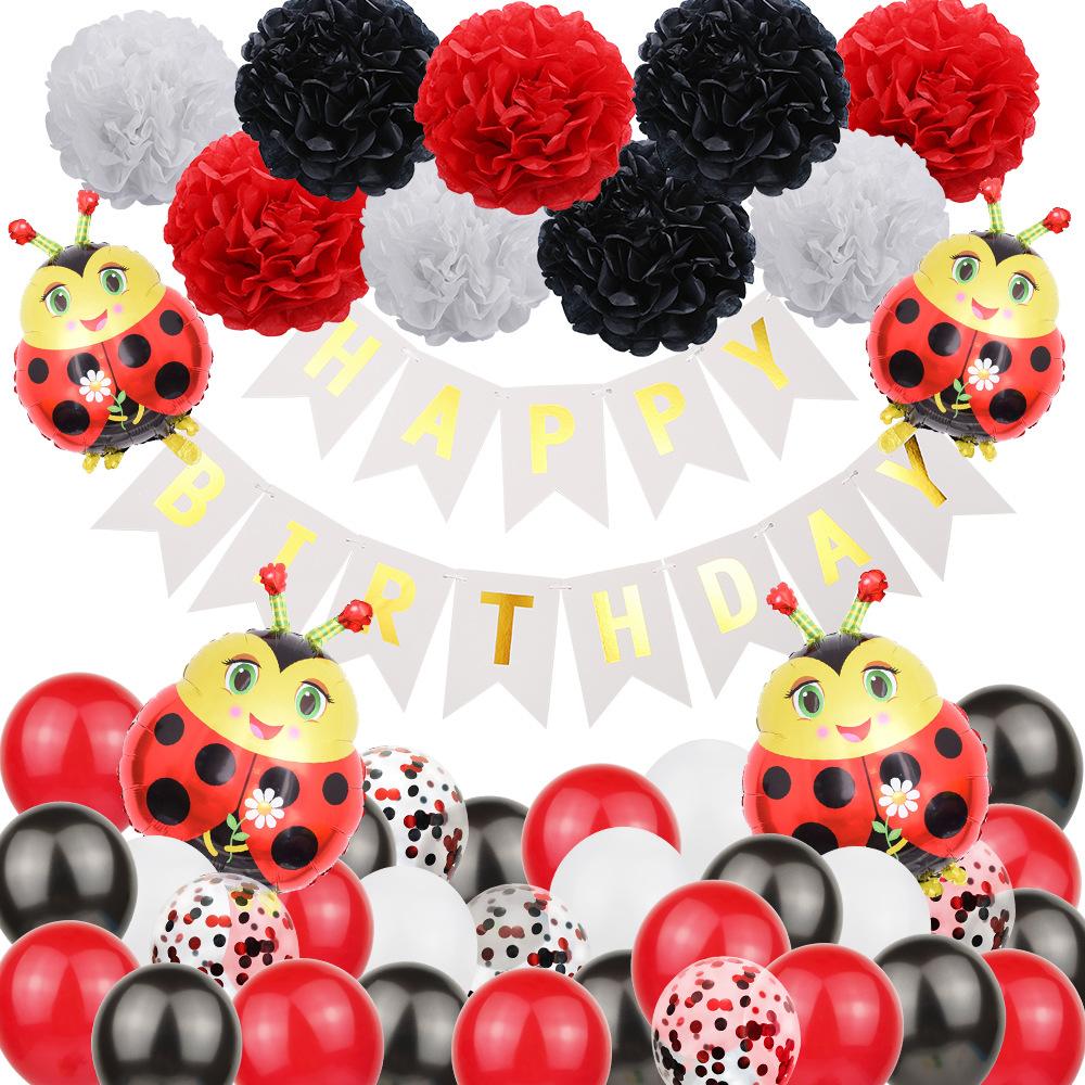 Набор шаров-божьих коровок, бумажных шаров-цветов, пчела, лягушка, насекомое, животное, вечеринка по случаю дня рождения