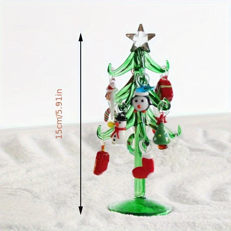 1 Набор Сделанные вручную Современные Стеклянные Рождественские Украшения Миниатюрный Дед Мороз, Снеговик, Праздничные Фигурки Настольный Праздничный Декор для Рождества
