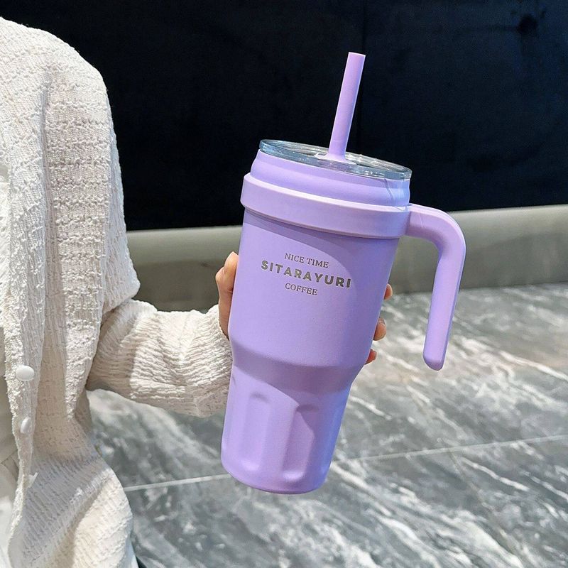 Large-Capacity Thermos Cup for Women, Good-Looking Ice Cup, Portable Car Coffee Cup, Outdoor Sports Water Bottle, Tea Cup
