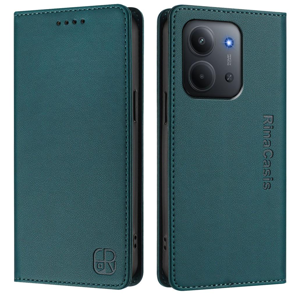 Для Xiaomi Redmi 15C 5G (США) (173мм)/Xiaomi Redmi 15C 4G (США) (173мм) Кожаный чехол RINACASIS RC01 Чехол для телефона с RFID-блокировкой Кошелек Подставка