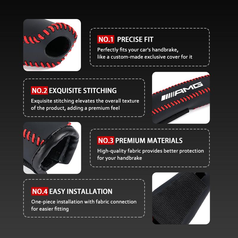 Car Leather Handbrake Cover Protective Sleeve Hand Brake Protection Accessories For AMG Mercedes Benz GLC GLE GLK W190 W201 C180 FF75