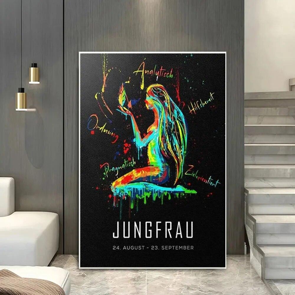 Абстрактные постеры со знаками зодиака, принт Водолей Весы, Телец, Скорпион, холст, живопись, настенные художественные картины для гостиной, домашний декор, без рамки