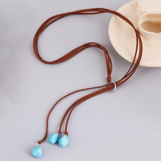 Бирюзовая регулируемая замшевая веревка, женское ожерелье, подвеска в богемном стиле, серьги-крючки, ювелирные аксессуары