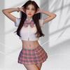 Sexy Campus JK Uniform College Seduction Pure Lust Tight Ultra Short Pleated Skirt Suit Sexy Lingerie