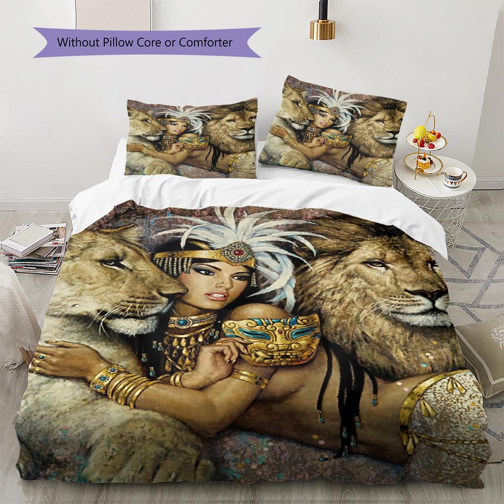 Постельное белье с рисунком «Король Лев» Домашний декор Подарок на день рождения (1 пододеяльник + 2 наволочки, без наполнителя)