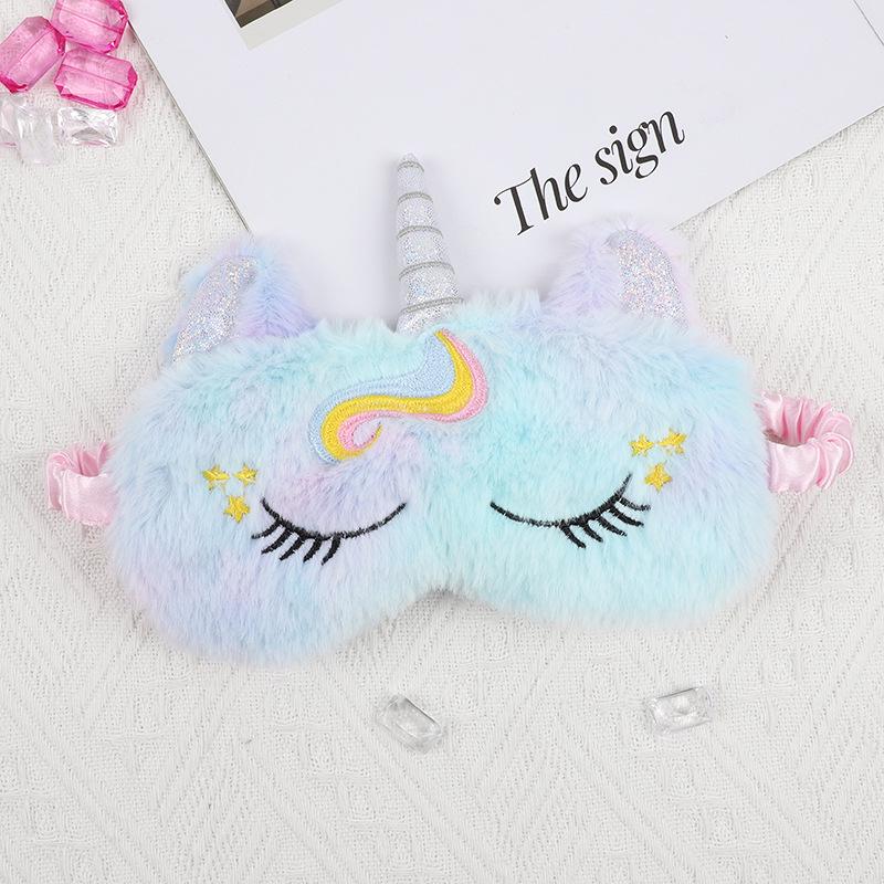 Unicorn Cartoon Plush Sleeping Eye Mask for Girls and Kids