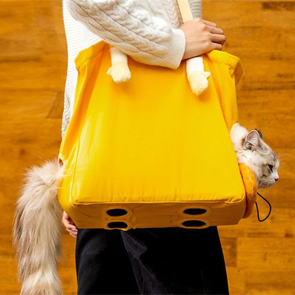 Cat-in-bag Canvas Carrier for Puppies Carry Bag Outdoor Travel Shoulder Carrier Sightseeing Tote Safe Strap