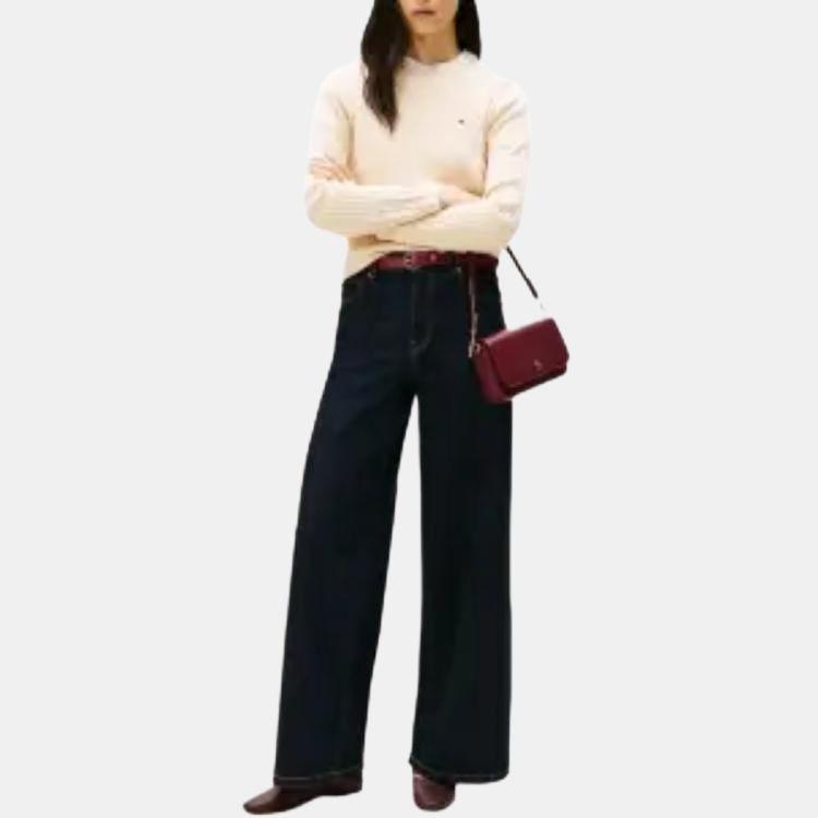 Tommy Hilfiger Женский свитер с длинным рукавом, простой, облегающий, с круглым вырезом, удобный, мягкий, XW07179-HDV