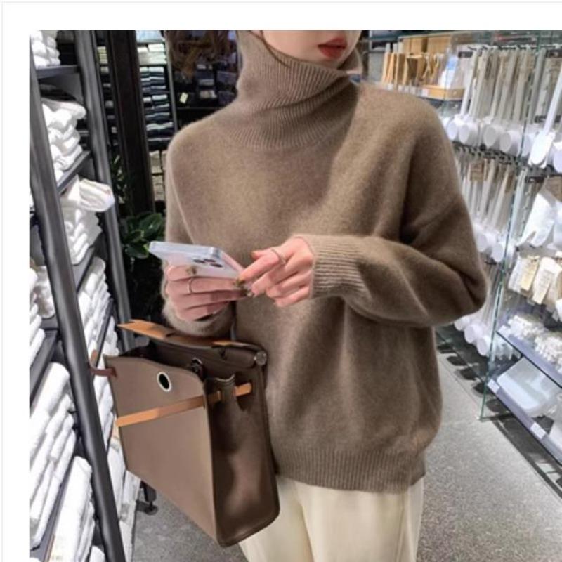 Модные пуловеры, вязаные водолазки, свитера для женщин, осень и зима, кашемир, однотонный, свободный, повседневный свитер, женские элегантные, мягкие, теплые, трикотажные джемперы 25466