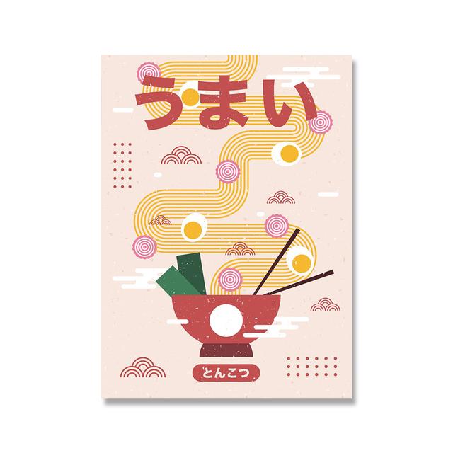 Японский стиль Еда Забавный Рамэн Лапша Суши Плакат Настенная Картина на Холсте Картина для Гостиной Домашний Декор Кухни Куадрос Без Рамки