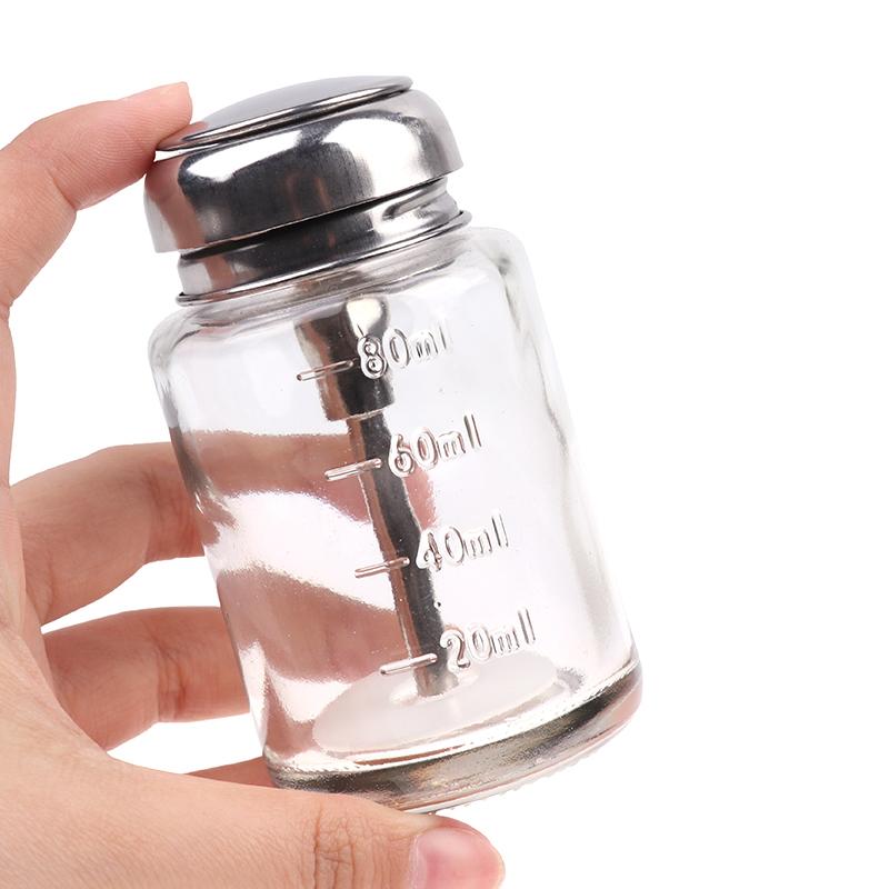 80ML Anti-Corrosion Manual Pump Dispensing Bottle. Press-Type Glass Alcohol Bottle