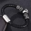 Модные браслеты из стальных бусин с головой льва, мужские черные кожаные браслеты с застежкой, ювелирные изделия в подарок