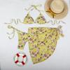 TS JYL-BK045 Сетчатая юбка, трехсекционный бикини, купальник с принтом, треугольный, облегающий, для отпуска