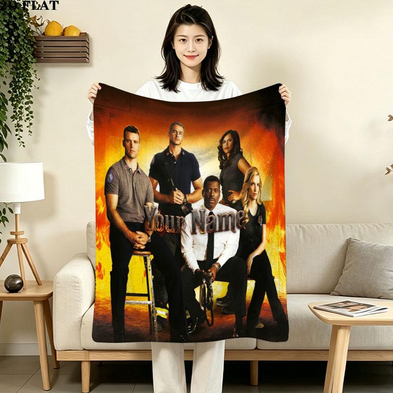 1PC Chicago Fire Custom Name Patterned Flannel Blanket Suitable For All Seasons for Home Decor Warmth and Comfort Gifts Holiday Gift