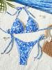 European & American Style Triangle Print Cross Bikini Set Swimsuit