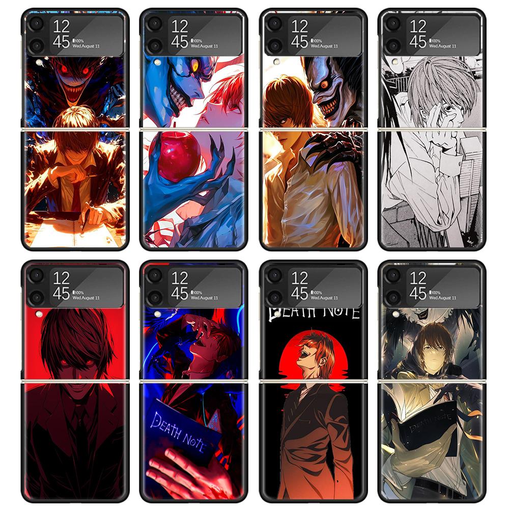 N-Note D-Death Yagami Light Black Phone Case For Samsung ZFlip7 ZFlip6 ZFlip5 ZFlip4 ZFlip3 5G Hard Protective Galaxy Z Flip 3 4