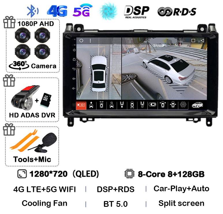 Android 14 автомобильное радио для Mercedes Benz B200 Sprinter W906 W639 AB Class W169 W245 Viano Vito Мультимедиа GPS стерео видеоплеер