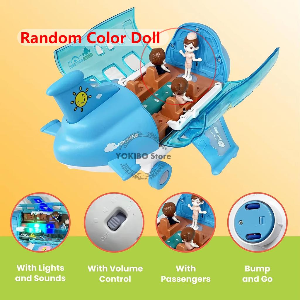 Детская игрушка-самолет, игрушка-самолет с функцией "ударь и иди", со светом и звуком, игрушки-транспортные средства для мальчиков и девочек, игрушки-самолеты, кукла случайного цвета