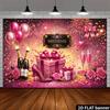 2D Happy Birthday Pink Gold Champagne Heel Backdrop Banner Party Photo Background
