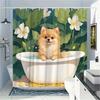 Whimsical Fox in Bathtub Tropical Floral Shower Curtain Waterproof Bathroom Curtain Green Nature Aesthetic Decor Spa Luxury Bath