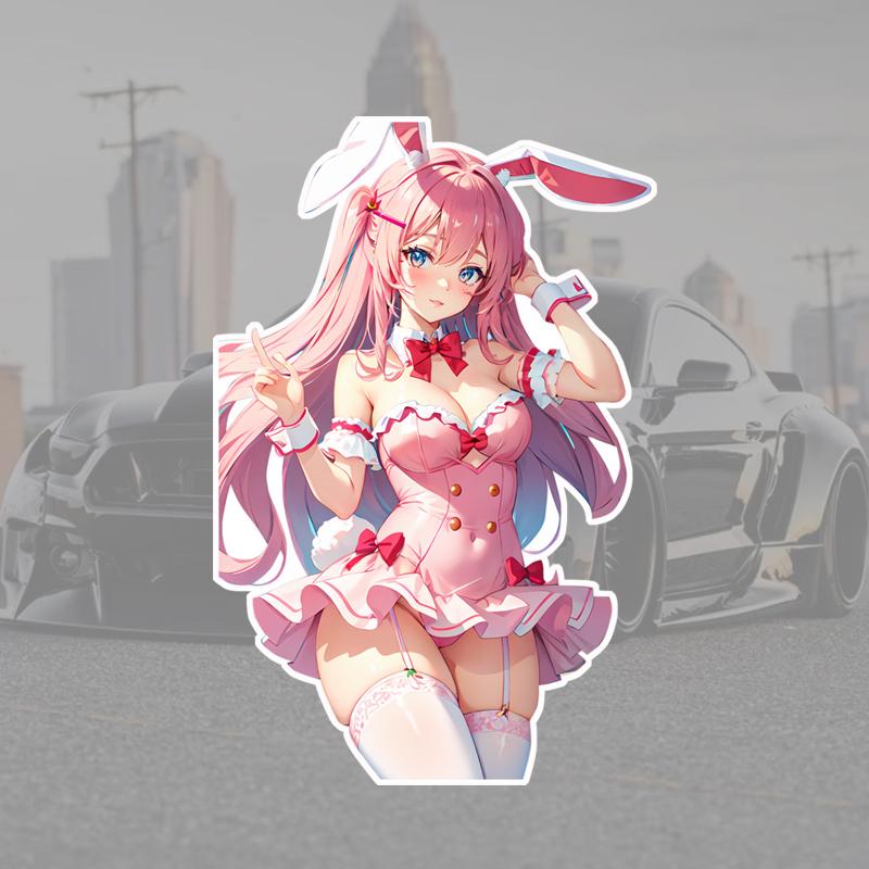 Наклейка на автомобиль с изображением девушки-аниме, виниловая наклейка с изображением мультфильма, самоклеящаяся наклейка для стеклянных поверхностей, одноразовое автомобильное украшение JDM для багажника, бампера, защиты дверей