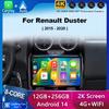 Android 14 Carplay Автомагнитола для Renault Duster 2015 2016 2017 2018 2019 2020 Мультимедийный Видеоплеер GPS 4G+WIFI Стерео BT