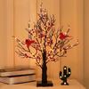 LED Vintage Glowing Tree with Cardinals Battery Operated Twinkle Trees Lamp with Lighted Branches Festive Holiday Party Lighting Christmas Decorations
