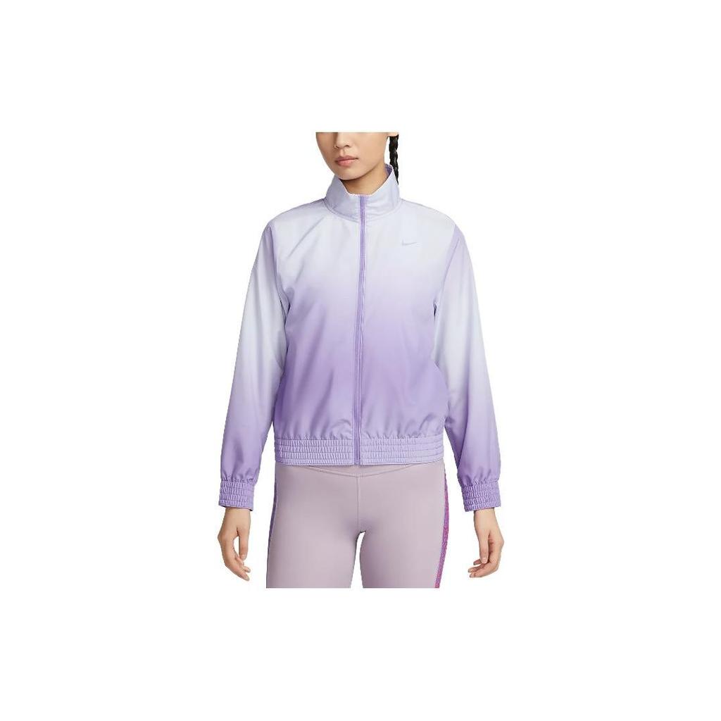 Nike Solid Color Brand Logo Zip Collar Pocket Jacket Women Jackets Purple DX1040-567