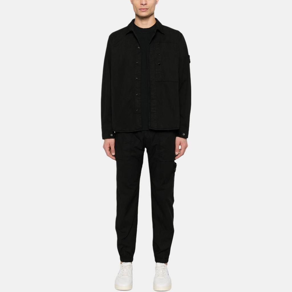 STONE ISLAND SS25 Хлопок Супима Однотонный Скрытая планка с одной стороны Нагрудный карман Логотип Рубашка-куртка с длинным рукавом Мужские куртки K1S151200033S0010-V0029