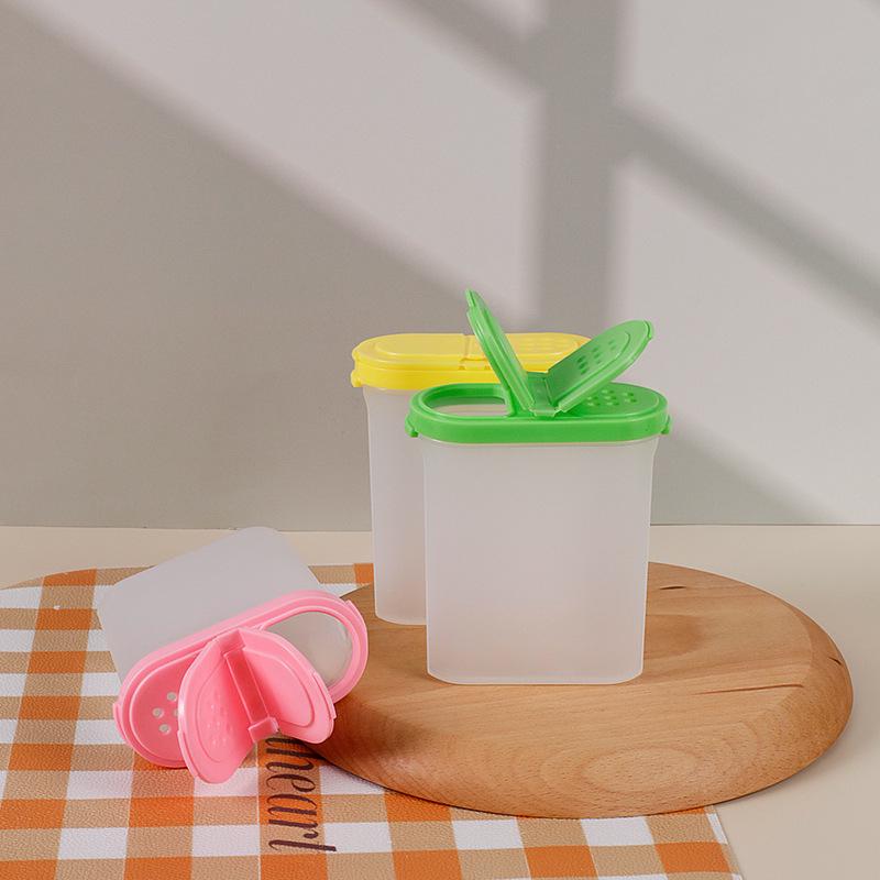 Fashionable Colorful Oval Double-Lid Spice Box | Transparent Seasoning Jar & MSG Container