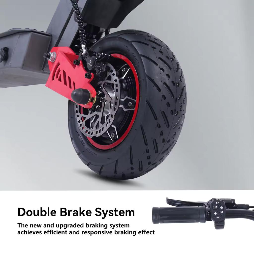H8 off road electric scooter dual 6000W motor 60V 28Ah battery front and rear dual suspension 11 inch all terrain tires high spe