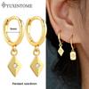 YUXINTOME 925 Silver Ear Needle Zircon Hoop gold Earrings For Women Square Plate Pendant Cutout Heart Earrings Fashion Jewelry