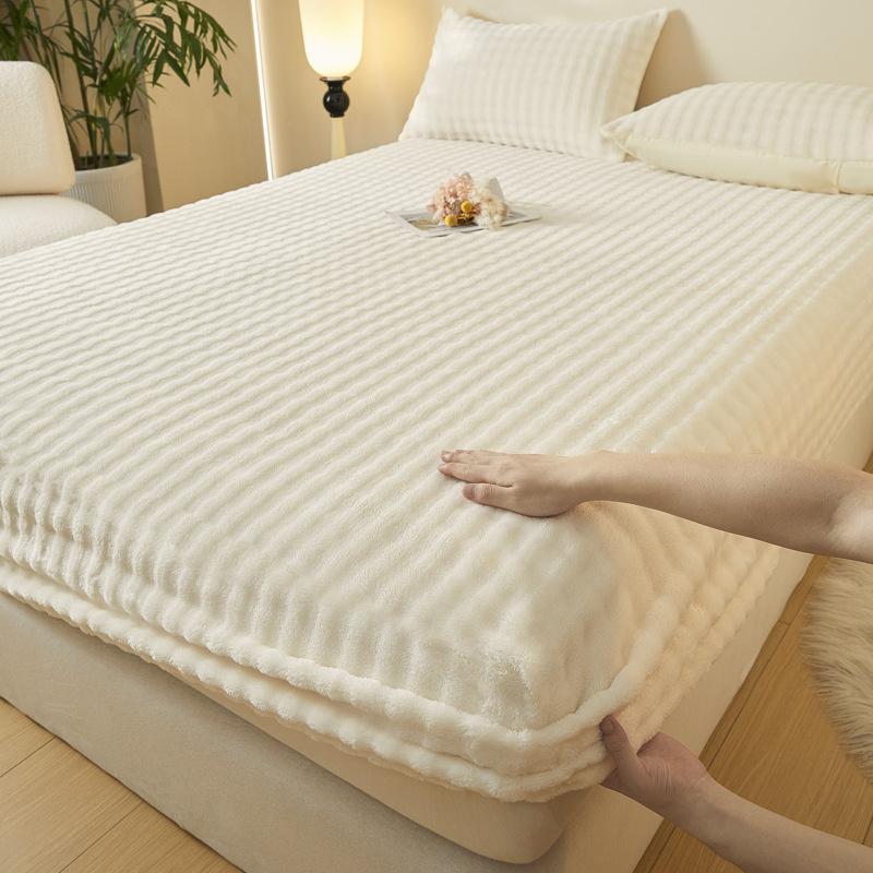 Зимняя постель, теплая простыня на резинке, постельное белье, чехол для матраса, утолщенная плюшевая эластичная простыня, зимнее коралловое флисовое роскошное покрывало для двуспальной кровати