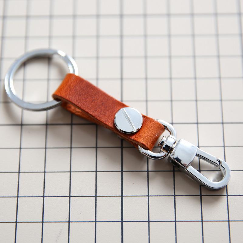 Кожаный зажим для ключей с кольцом-клипсой из натуральной коровьей кожи для женщин и мужчин
