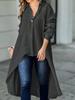 Women's Autumn/Winter Solid Color V-Neck Long Sleeve Irregular Long Shirt