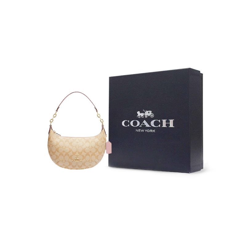Coach Payton 28 Classic Monogram Zipper Closure Faux Leather Half Moon Bag Women handbags White CE620-IMV3C