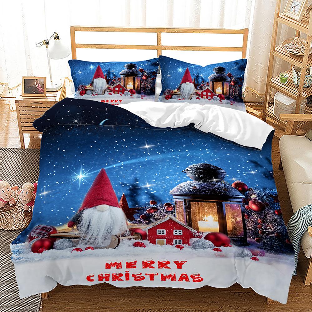 3D комплект постельного белья Санта-Клауса Новогодний пододеяльник 2/3 Рождественское постельное белье AU210 * 210 Полный размер Рождественская атмосфера украшение