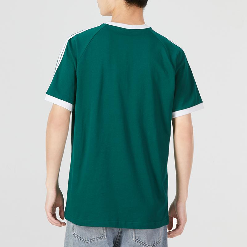 Adidas Originals Trefoil Vintage 3-Stripes Crew Neck Tee Men Tops Green HE9546