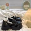 Black Retro British Thick Heel Loafer Shoes 2025 Autumn and Winter New Versatile Skirt Platform Small Leather Shoes Women