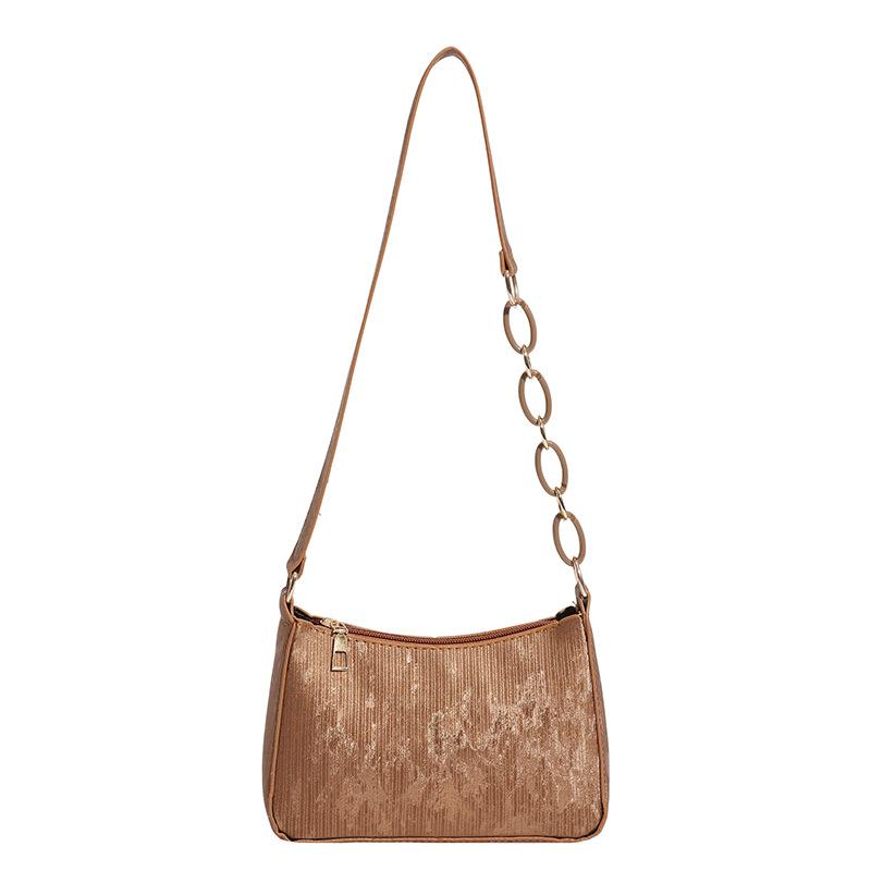 Women Simple Casual Solid Color Frosted Chain Armpit Shoulder Bag