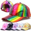 New Unisex PU Leather Laser Style Baseball Cap Street Hip Hop Hat Men Women Dazzling Colors Y2K Cap