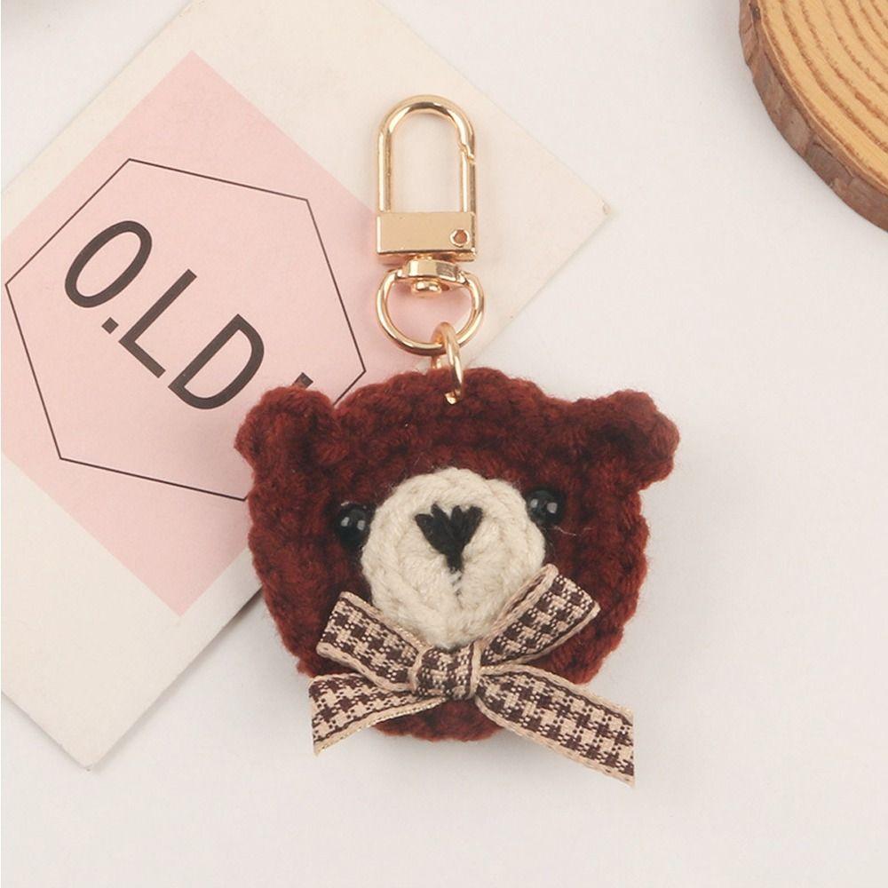Cute Bow Tie Bear Car Keychain Pendant Small Fresh Cloth Art Bear Accessories Headphone Cover Women's Bag Decoration Girl Gift