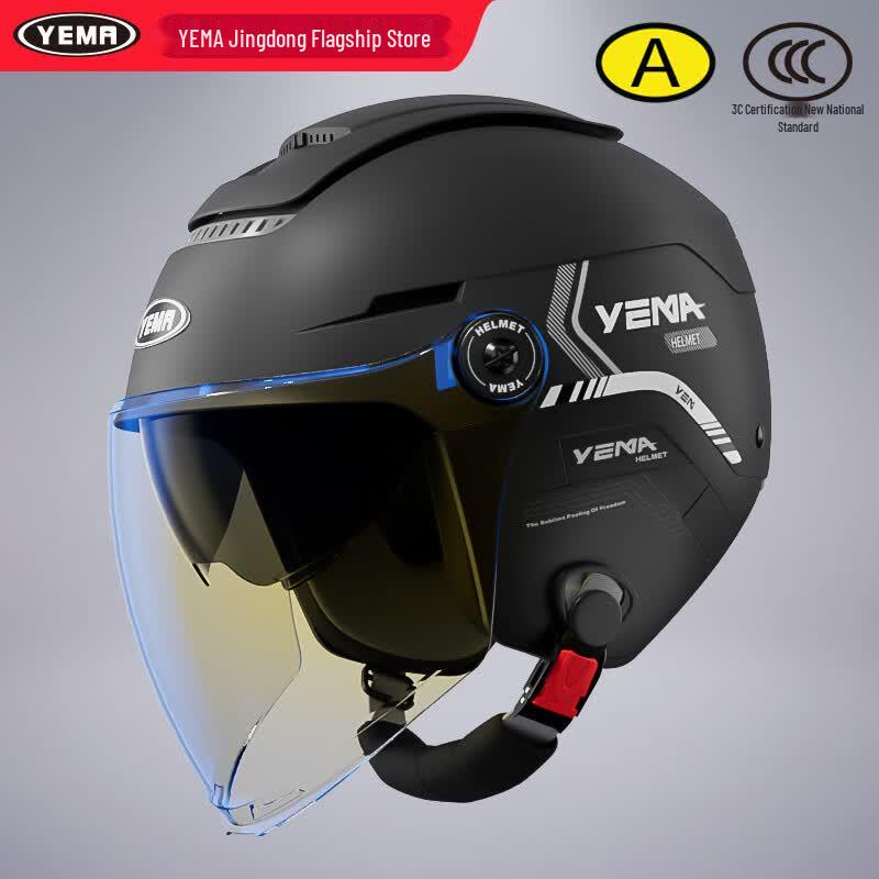 YEMA 370S Всесезонный мотошлем-половинка с двойным визором для мотоциклов и электровелосипедов