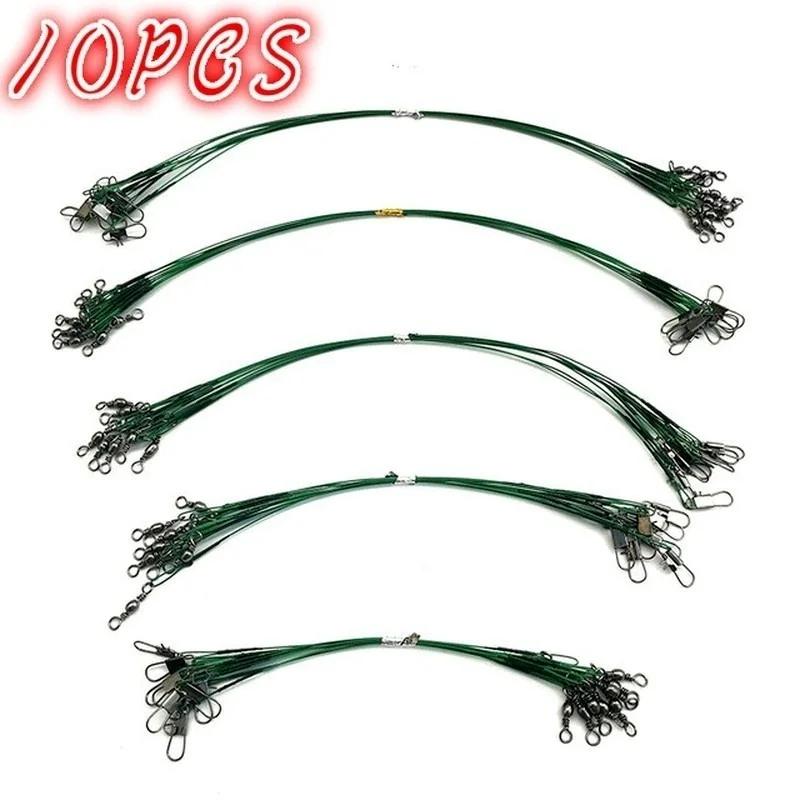 10 Pcs Anti-bite Fly Leash Fishing Lead Line Rope Wire Leading Line Swivel Stainless Steel Rolling Swivels Fishes Lines