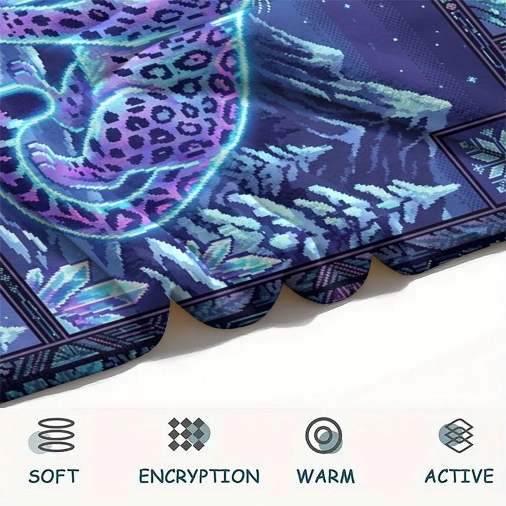 Snow Leopard Animal Print Flannel Blanket, High quality Comfortable for All Seasons, Home Decor, Warmth and Comfort, Perfect for Christmas Gifts121