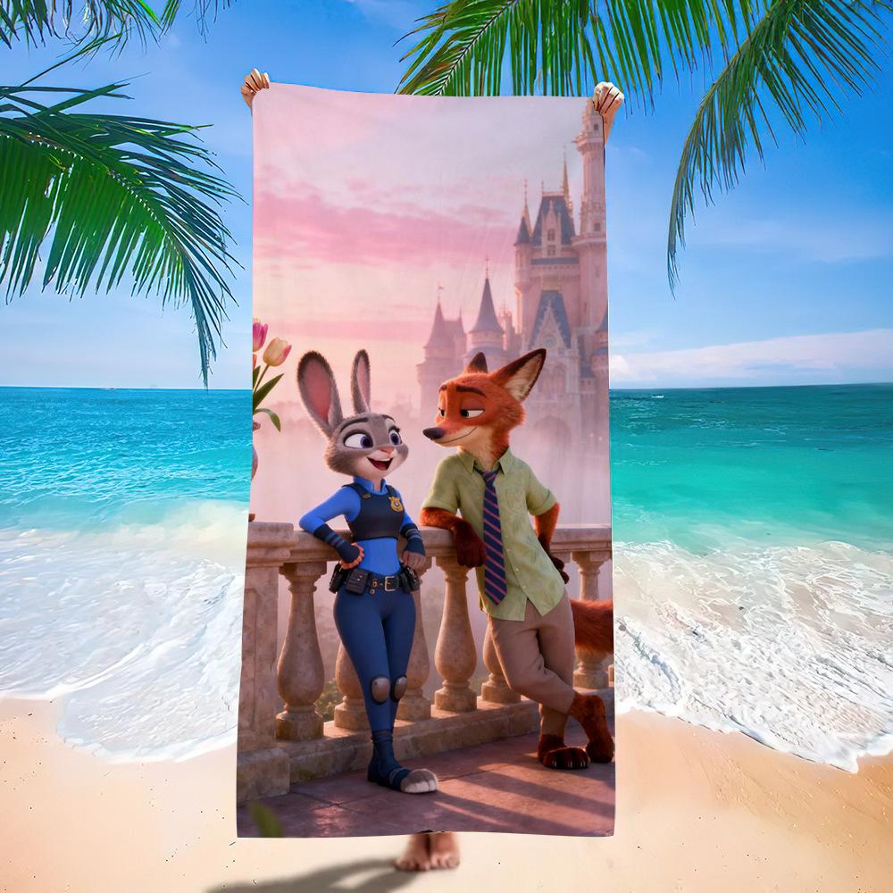 Zootopia Beach Towel Microfiber Bath Towel Kids Cartoon Week Judy Nick Quick Dry Towel