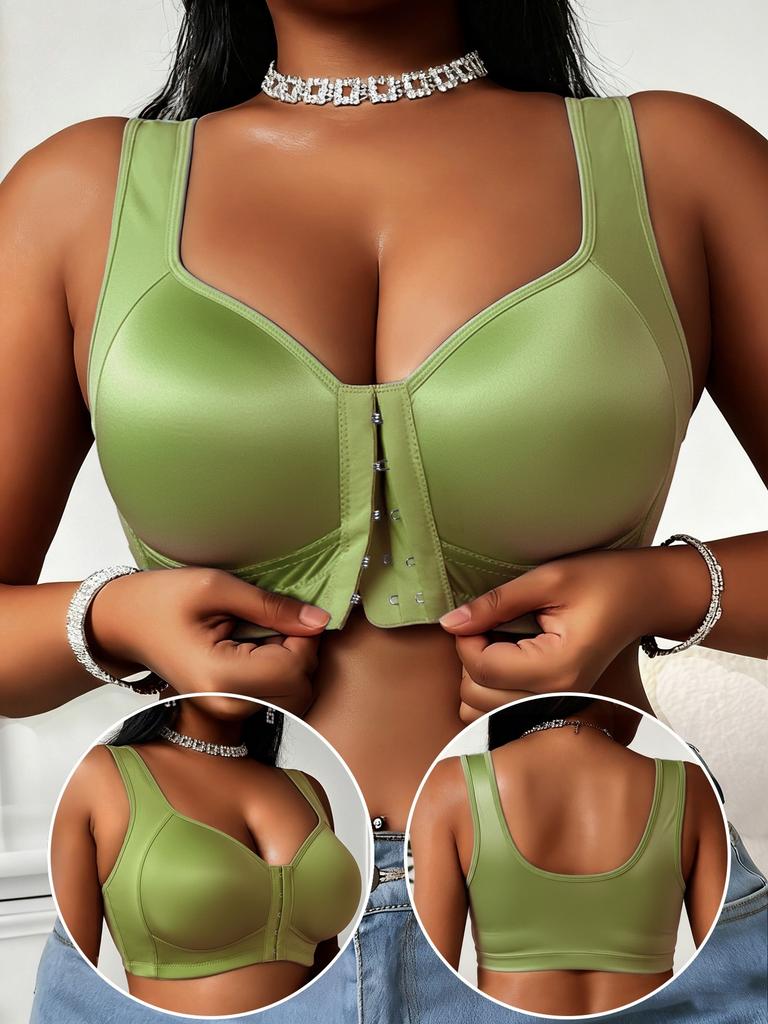 Women S Front Closure Push Up Plus Size Smooth Sports Bra No Underwire