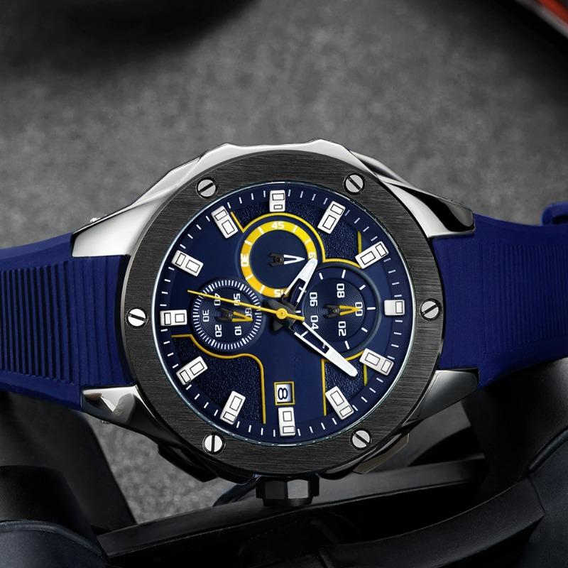 Многофункциональные мужские спортивные кварцевые часы с хронографом из силикона