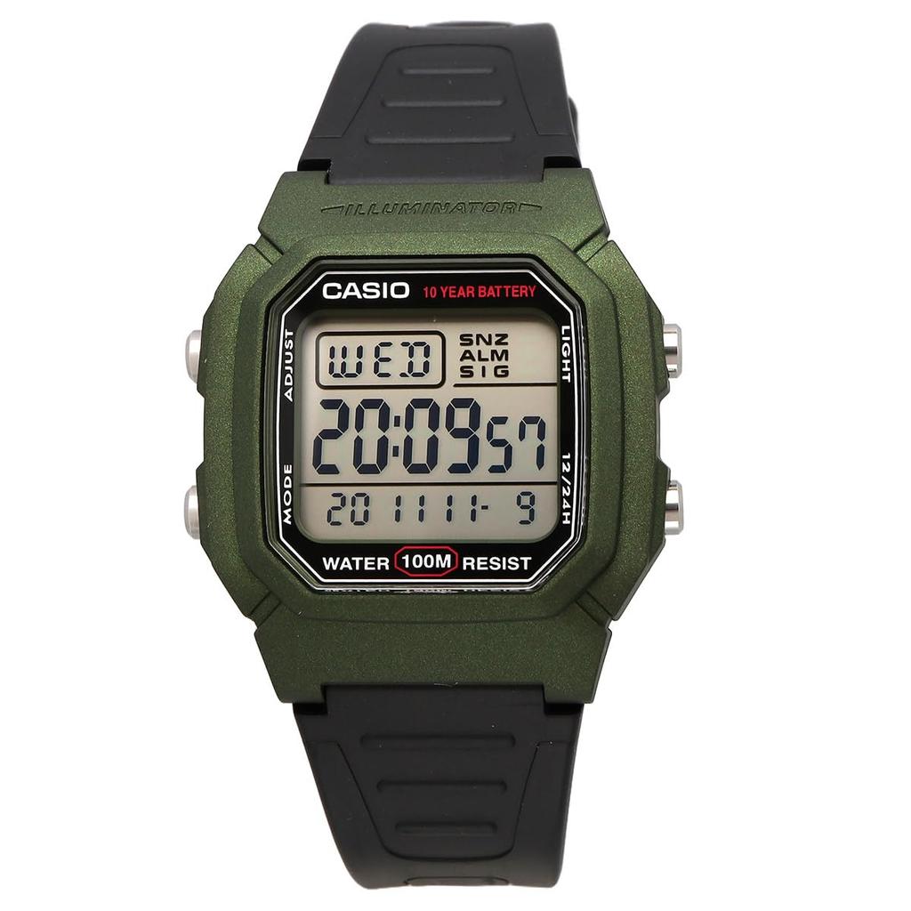 Casio W-800HM-3AV Стандартные цифровые мужские часы, Зеленый металлик, Оригинальная коробка, Импортные